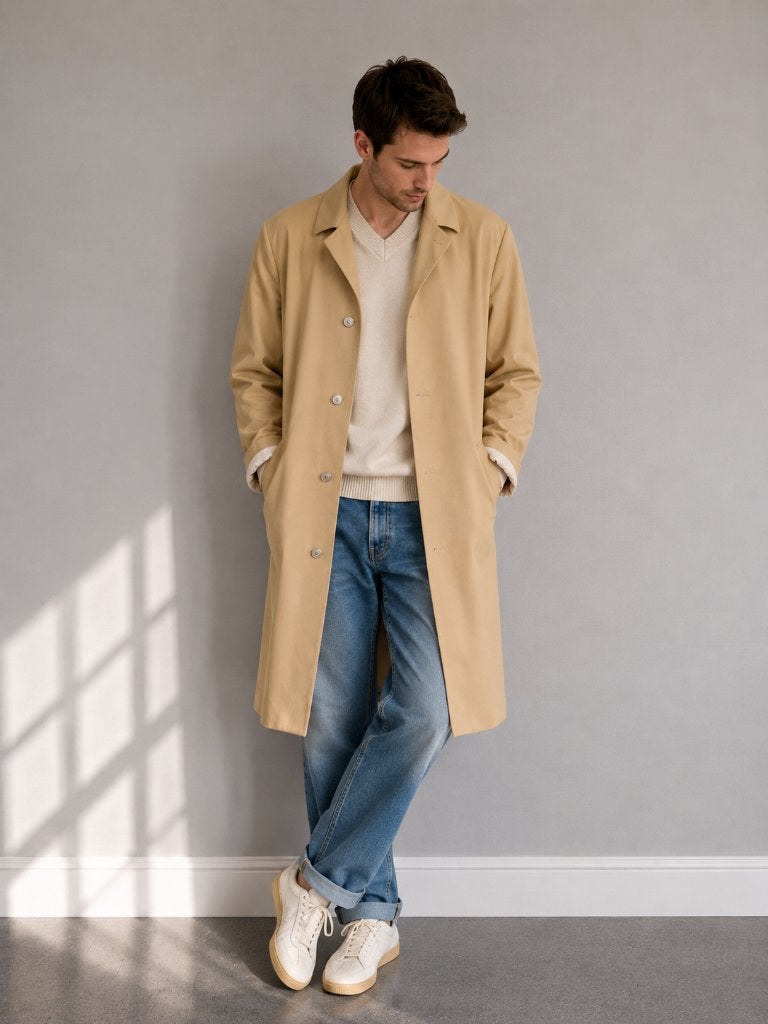 Luxe Wilvorst lange jas / trenchcoat Maat 52 102 vintage wol, Kleding | Heren, Jassen | Zomer, Zo goed als nieuw, Maat 52/54 (L)