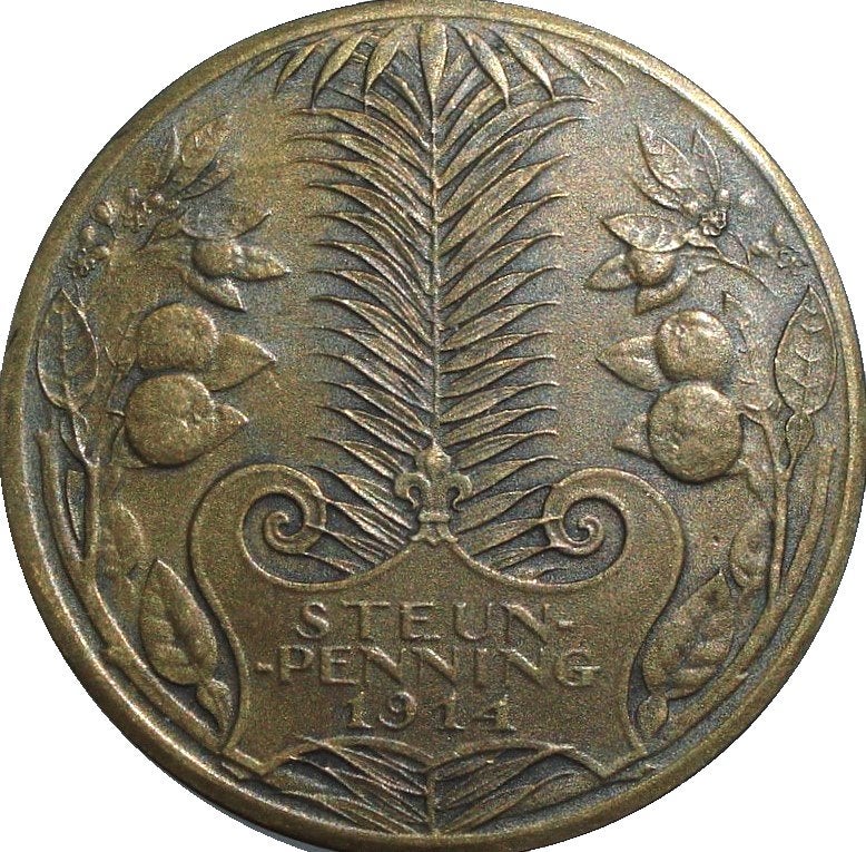Nederland steunpenning 1914 (schaars, J.C. Wienecke), Ophalen of Verzenden, Brons, Nederland