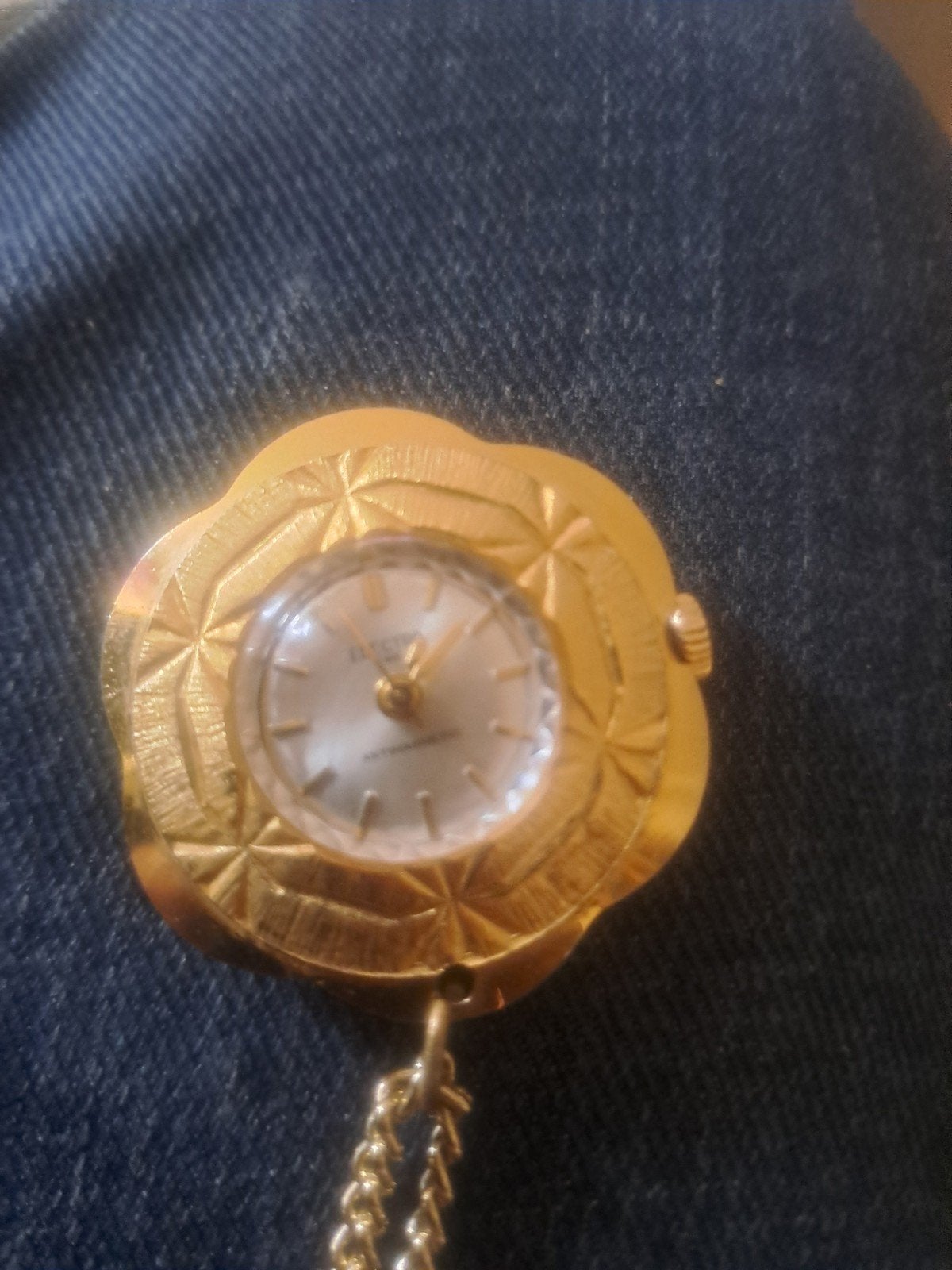 Vintage Verguld Zakhorloge met Ketting, Overige merken, Zakhorloge, Overige materialen, Met ketting