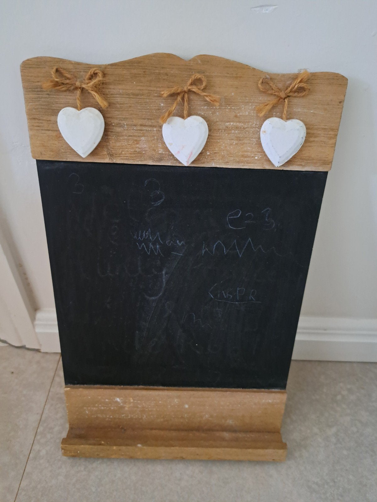 Houten krijtbord met hartjes - Gebruikte staat, Ophalen, Gebruikt, Bruin, Hout