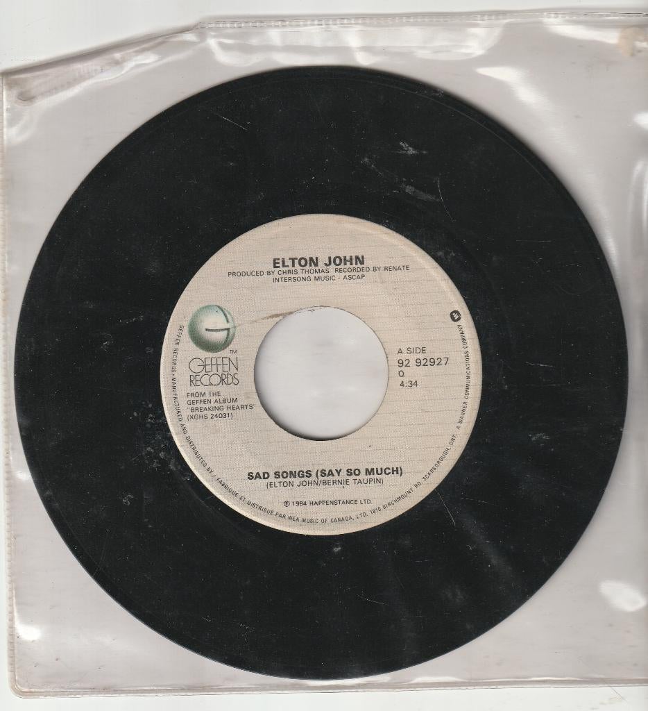 Elton john bad songs ( say so much ) vinyl single, Ophalen of Verzenden, Zo goed als nieuw, Pop, Single