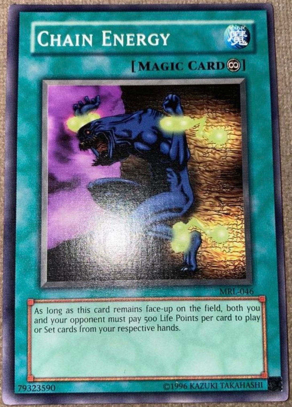 Yu-Gi-Oh! Chain Energy MRL Old US Magic Print !, Ophalen of Verzenden, Gebruikt, Losse kaart