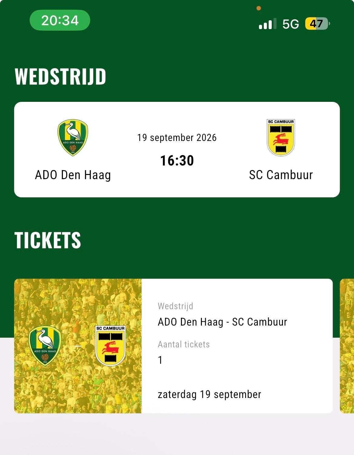 Kaartje vak M ado cambuur