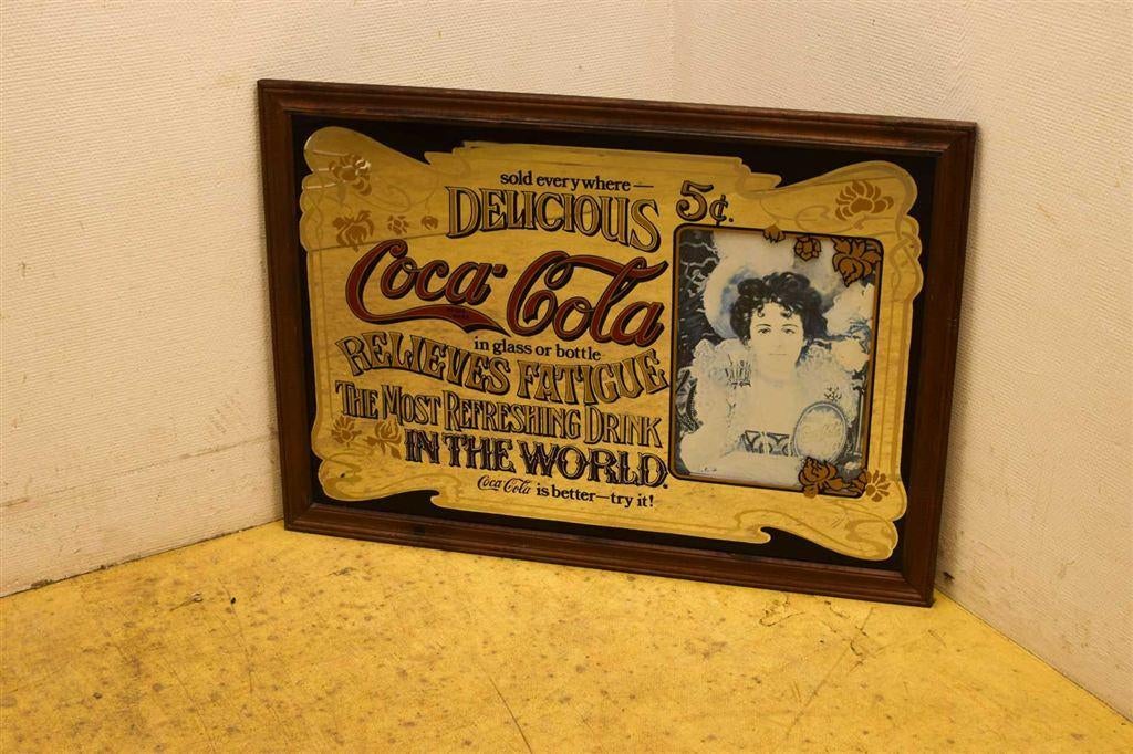 Vintage Coca cola reclame in spiegel 46702, Minder dan 50 cm, Gebruikt, Ophalen of Verzenden, Minder dan 100 cm