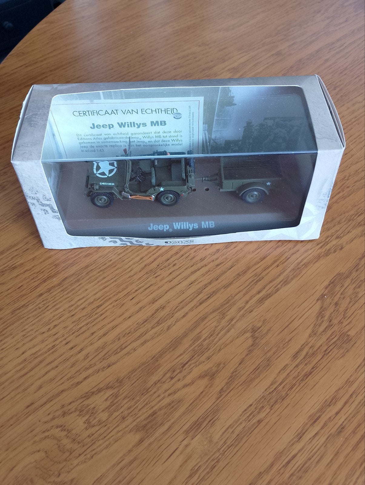 Jeep Willys MB modelauto met aanhanger - Atlas Collections, 1:50 of kleiner, Auto, Nieuw, Ophalen