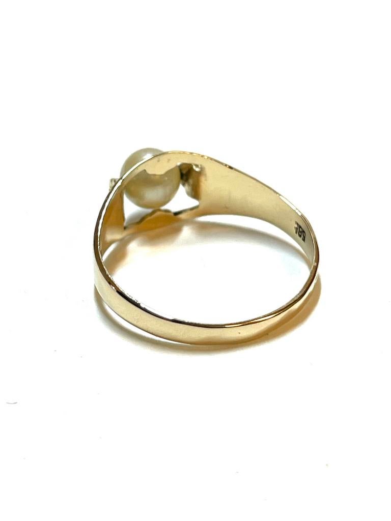 14k gouden ring met een parel, -, -, Ophalen of Verzenden, Zo goed als nieuw