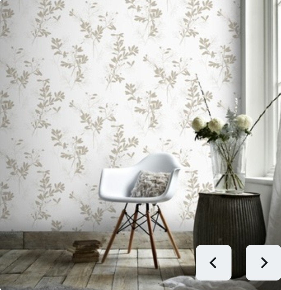 Superfresco Easy Vliesbehang - Nature White/Taupe (32-600), Huis en Inrichting, Graham & Brown, Bloemen, Ophalen of Verzenden