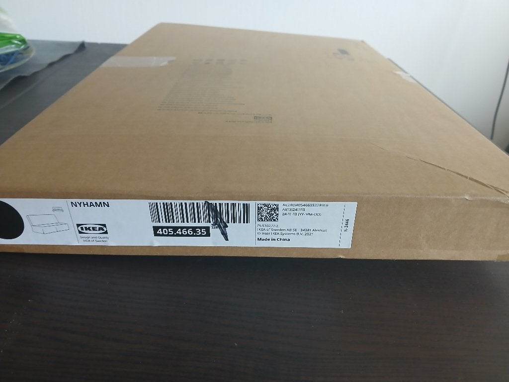 Ikea Nyhamn, hoes 3-zits slaapbank. Naggen donkergrijs., Huis en Inrichting, Zitzakken, Ophalen of Verzenden, Nieuw, Wit