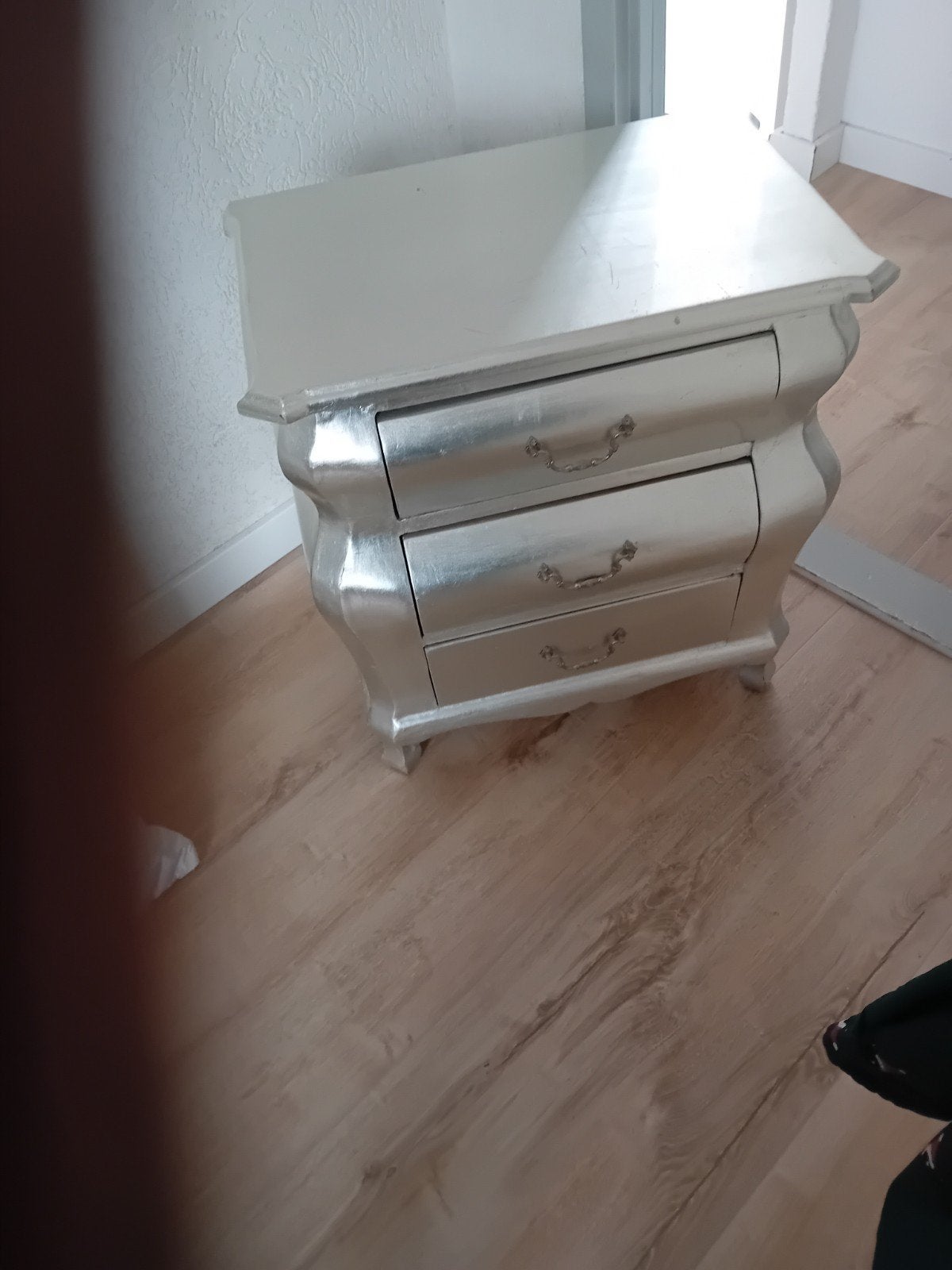 Zilverkleurig ladekastje met 2 laden, Huis en Inrichting, Kasten | Ladekasten, Ophalen, Minder dan 50 cm, Gebruikt, Klassiek