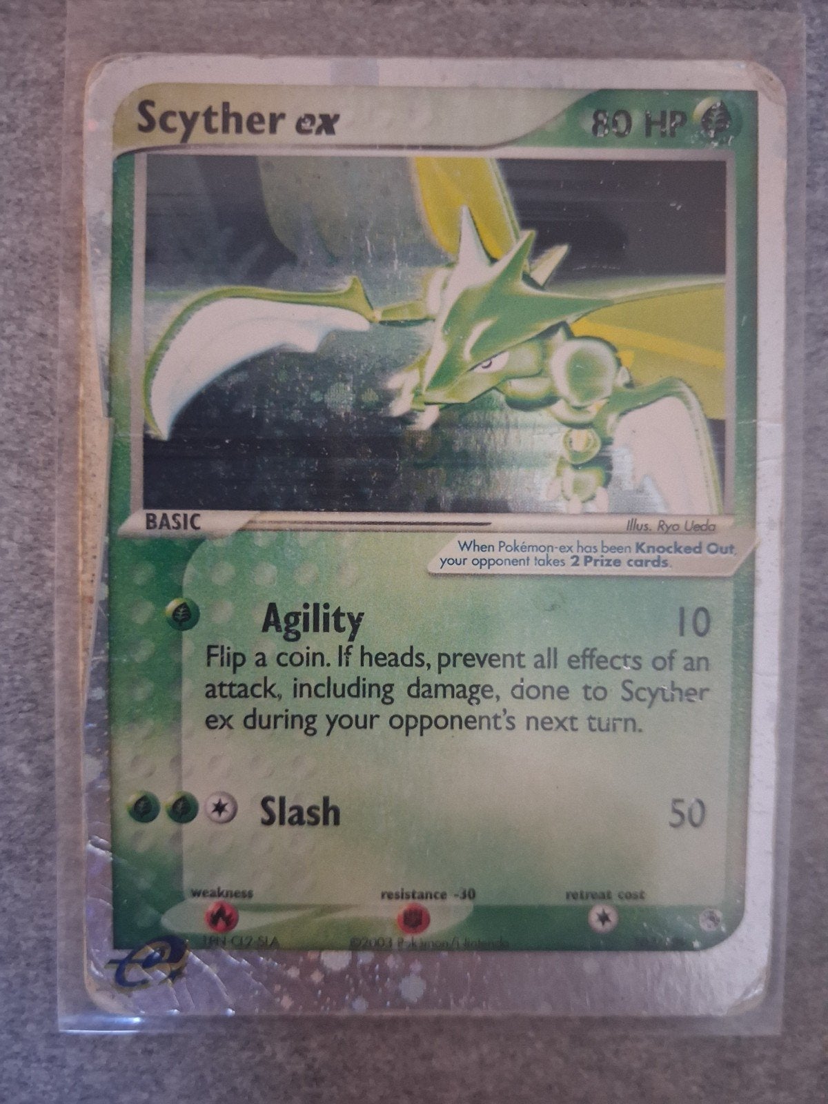 Scyther ex Pokémon kaart (2004), Hobby en Vrije tijd, Ophalen of Verzenden, Gebruikt, Losse kaart