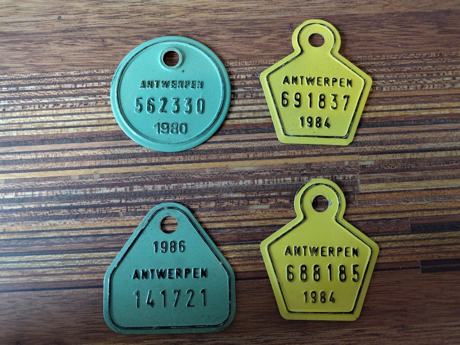 Antieke fietsplaatjes Antwerpen (jaren '80), Ophalen of Verzenden, Gebruikt
