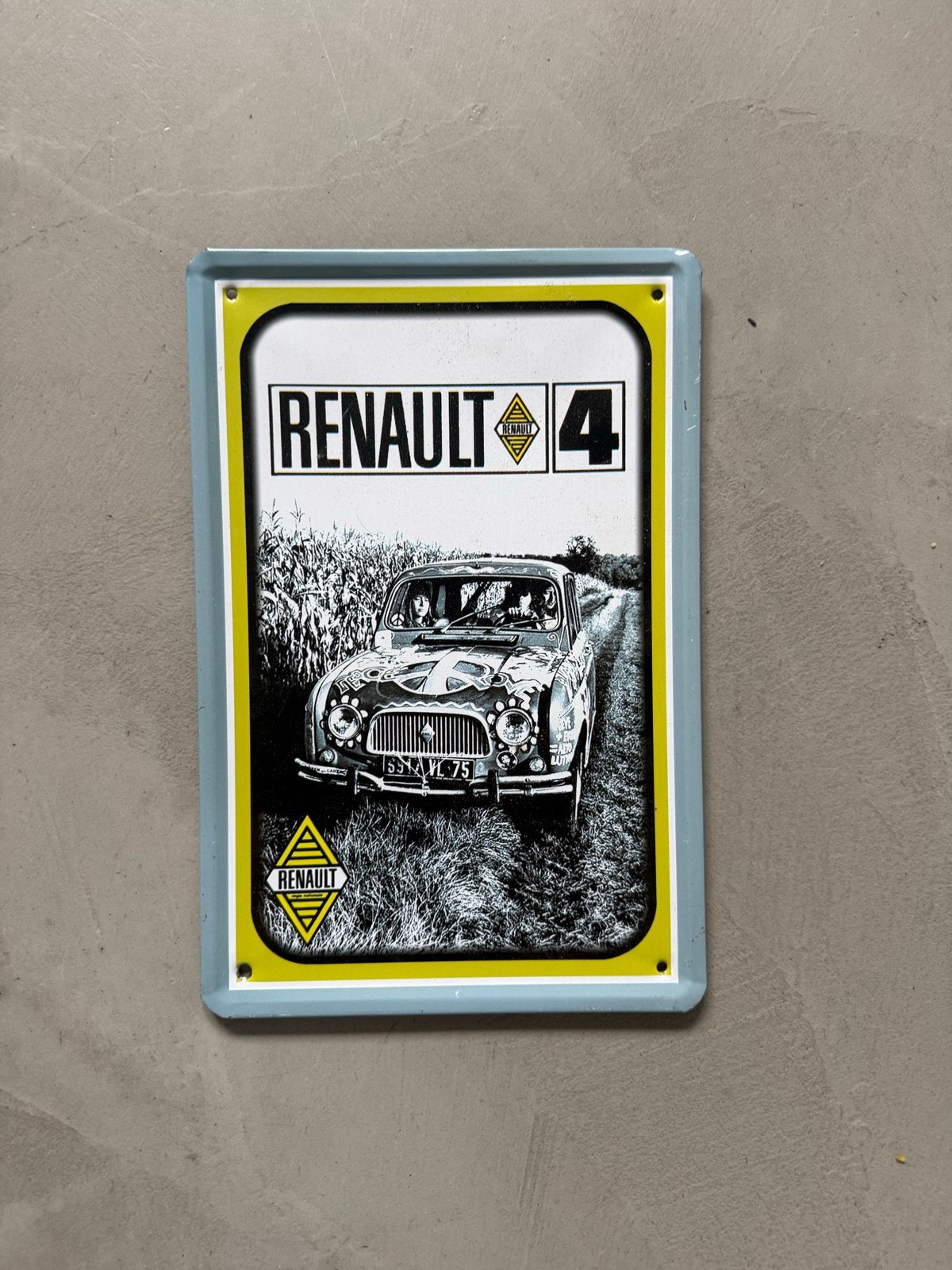 Vintage Renault 4 emaille reclamebord, Ophalen, Gebruikt, Auto's
