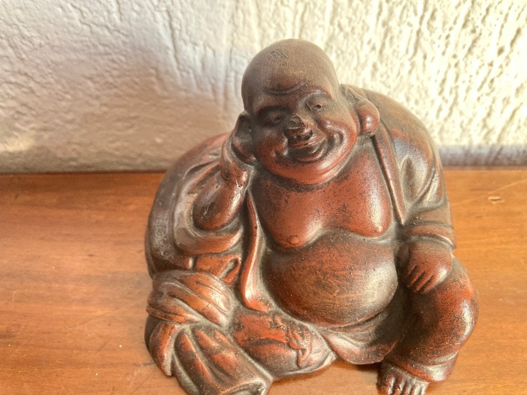 Suarhout Poe-Tai-Ho-Shang geluksbrenger Boeddha beeldje, Antiek en Kunst, Minder dan 20 cm, Ophalen of Verzenden, Handgemaakt