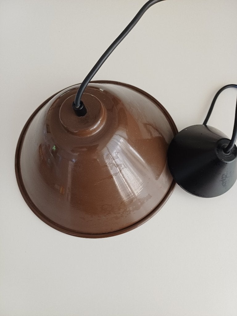 Vintage Bruine Hanglamp - Industriële Stijl, Ophalen of Verzenden, Gebruikt, Metaal, Vintage  Industriële