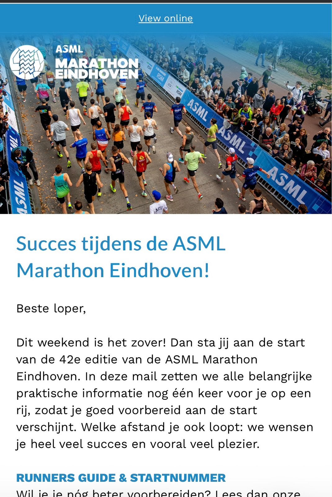 Startbewijs Halve Marathon Eindhoven, Eén persoon, Oktober