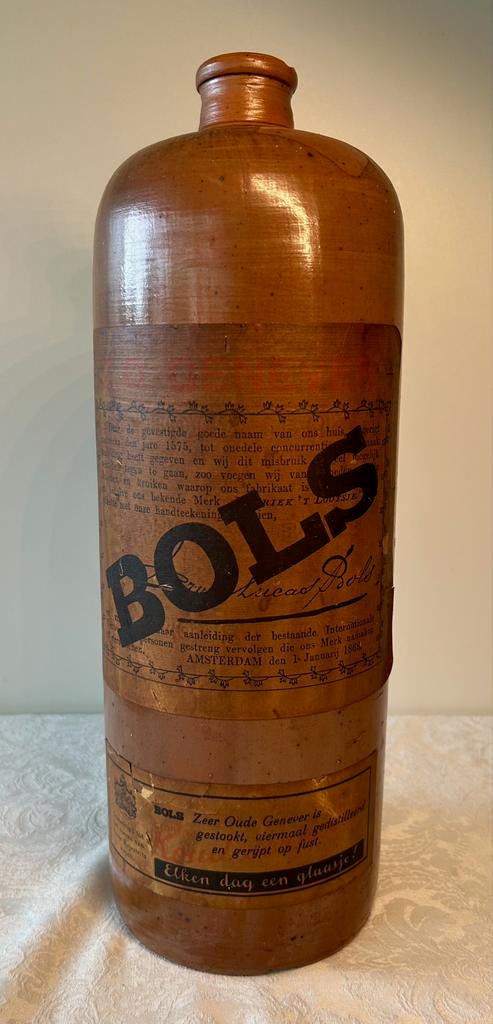 Antieke Bols Zeer Oude Genever Kruik - Steengoed, Ophalen of Verzenden