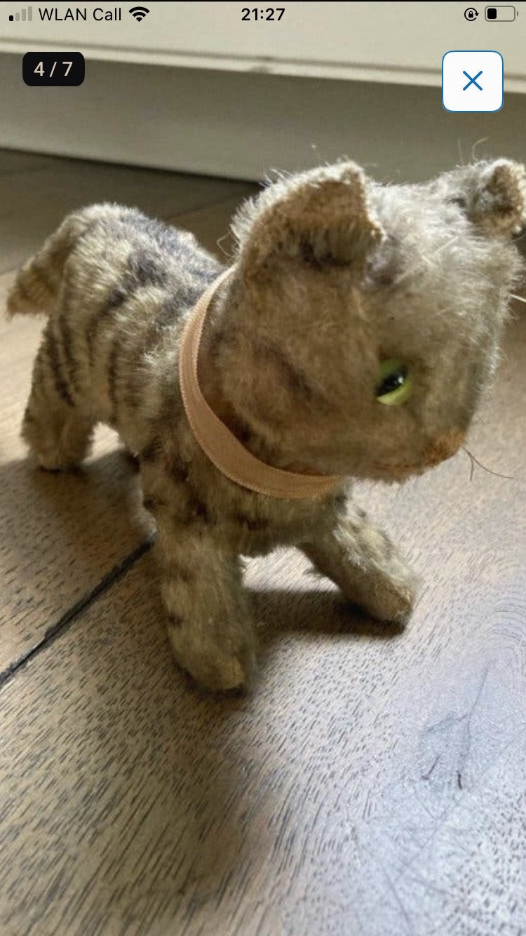 Vintage steiff tabby kat, Ophalen of Verzenden, Zo goed als nieuw, Stoffen beer, Overige merken