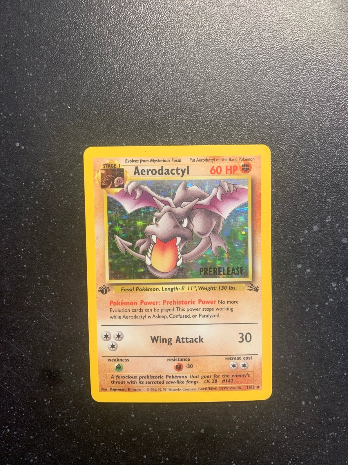 Aerodactyl Prerelease Fossil Pokémon Kaart, Ophalen of Verzenden, Gebruikt, Losse kaart, Foil