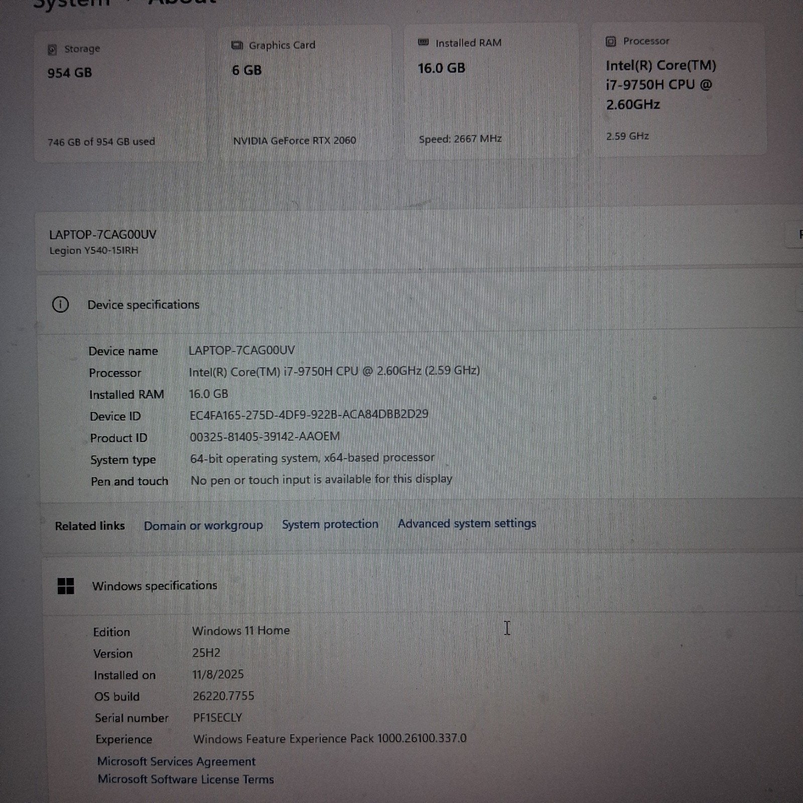 Lenovo Legion Gaming Laptop i7-9750H 16GB RAM Windows 11, Ophalen of Verzenden