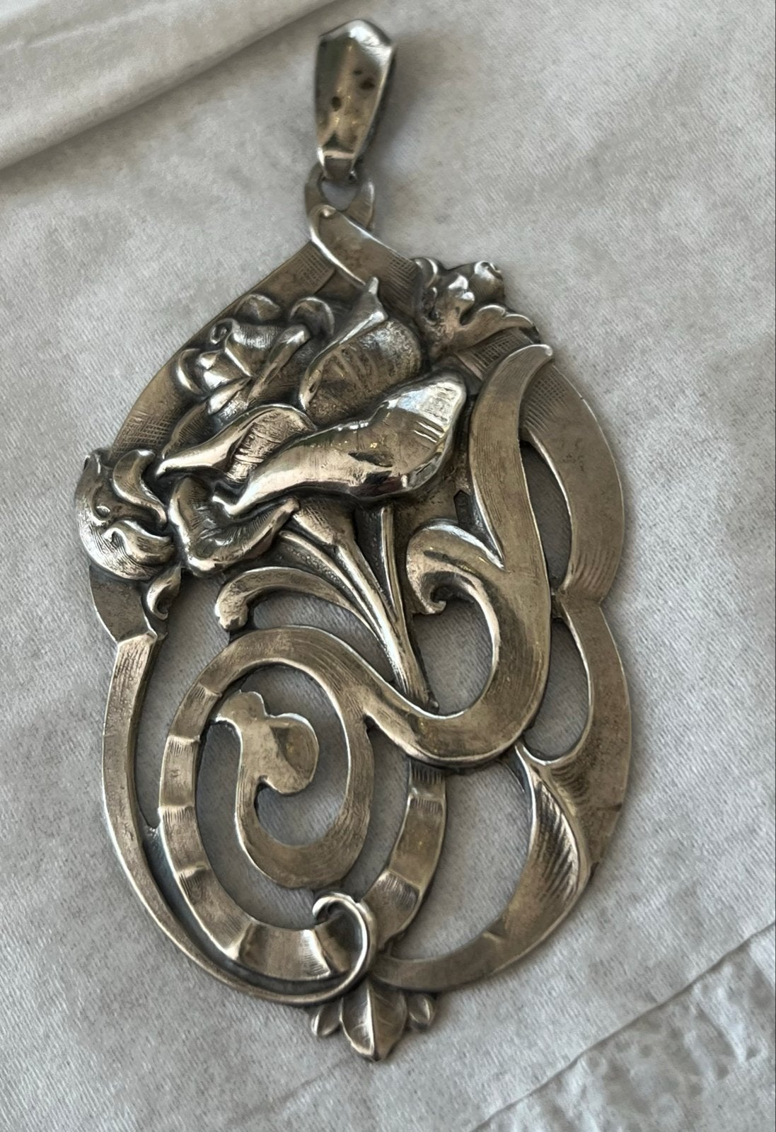 Antieke Zilveren Kettinghanger A. Meijer Schoonhoven 1930, Verzenden, Gebruikt, Zilver, Bloem of Plant
