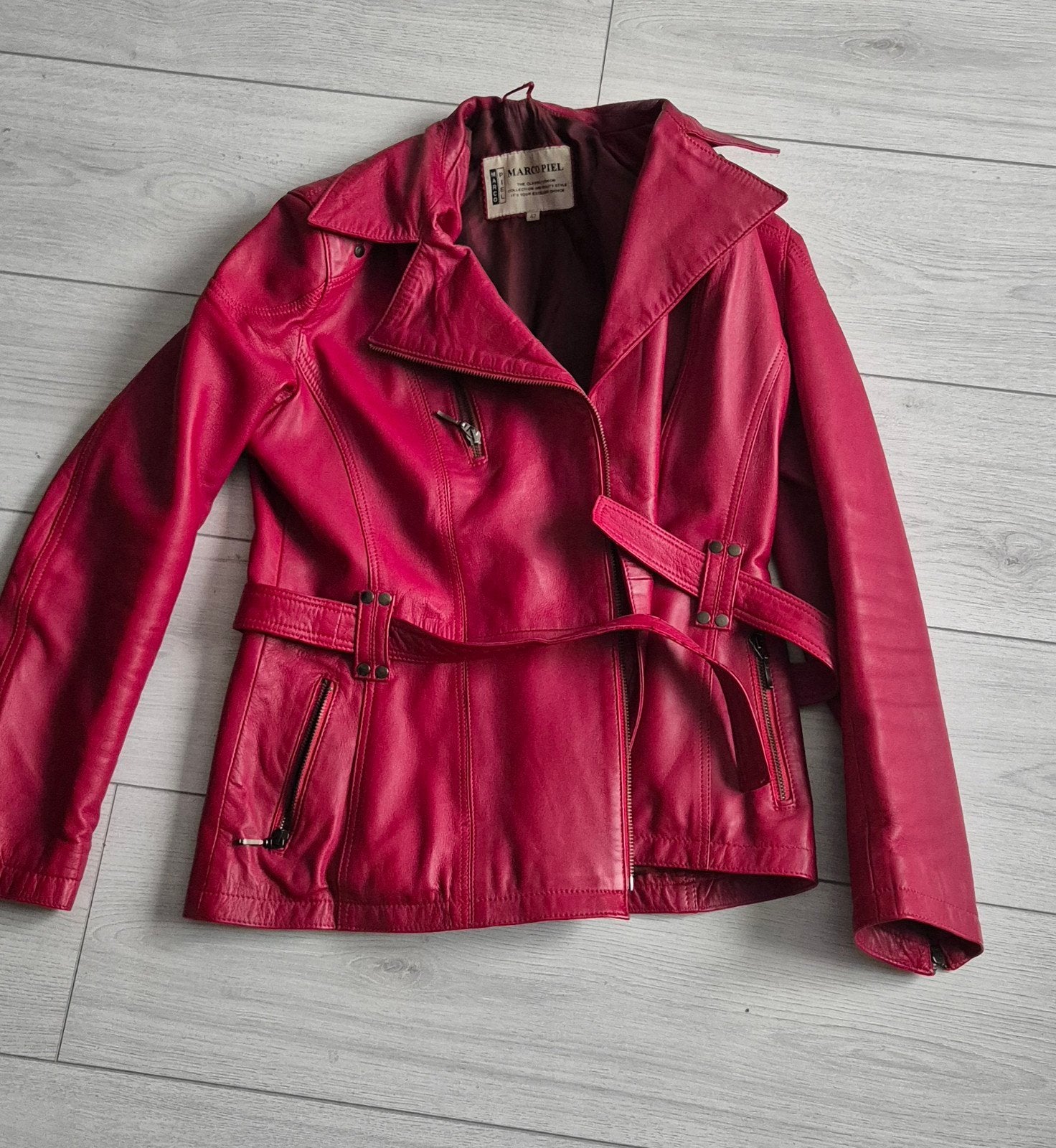 Echt leren damesjack mt 42, Ophalen of Verzenden, Zo goed als nieuw, Maat 42/44 (L), Rood