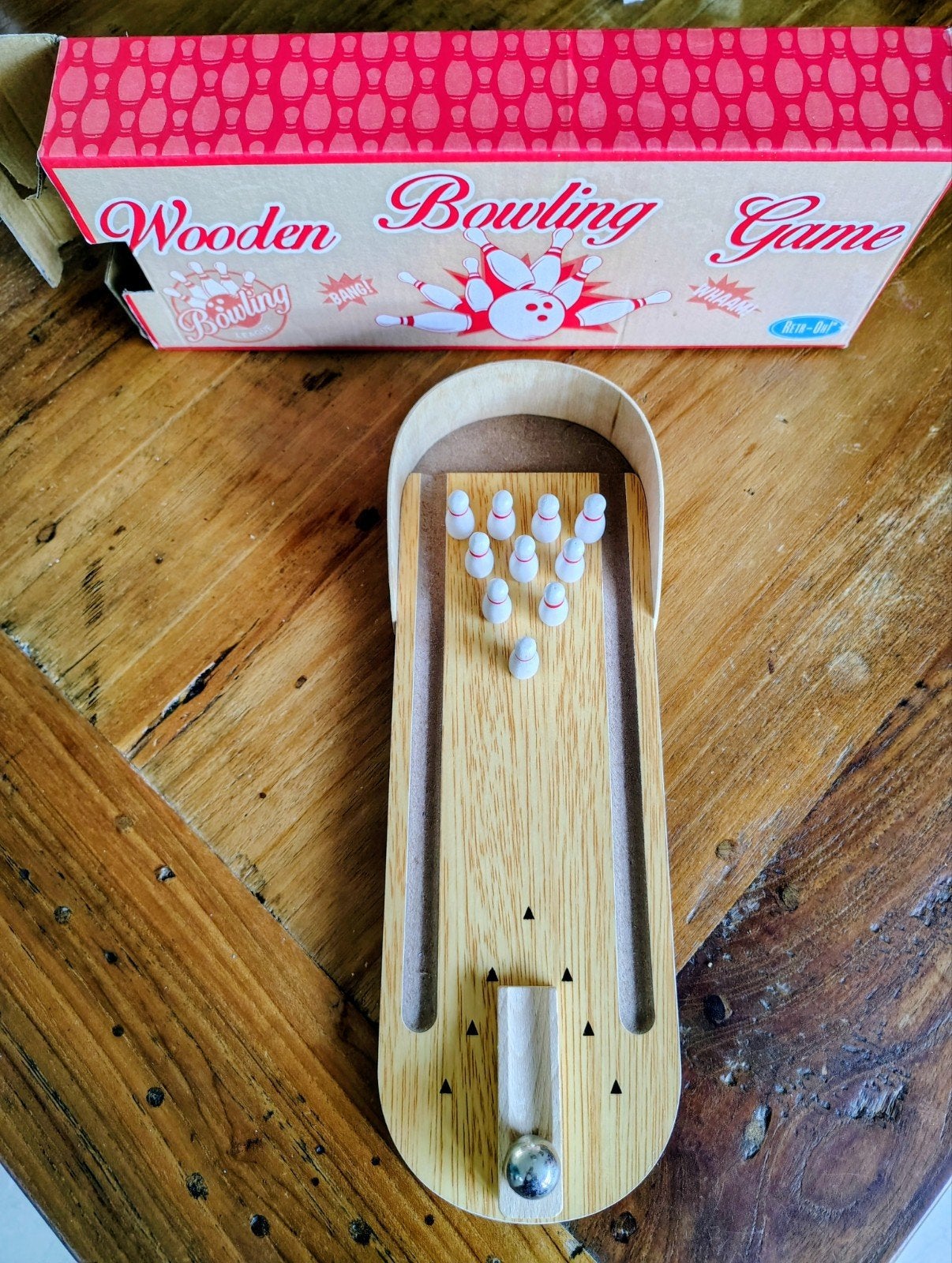 Mini Bowling Spel - Houten Tafelmodel, Ophalen of Verzenden, Zo goed als nieuw