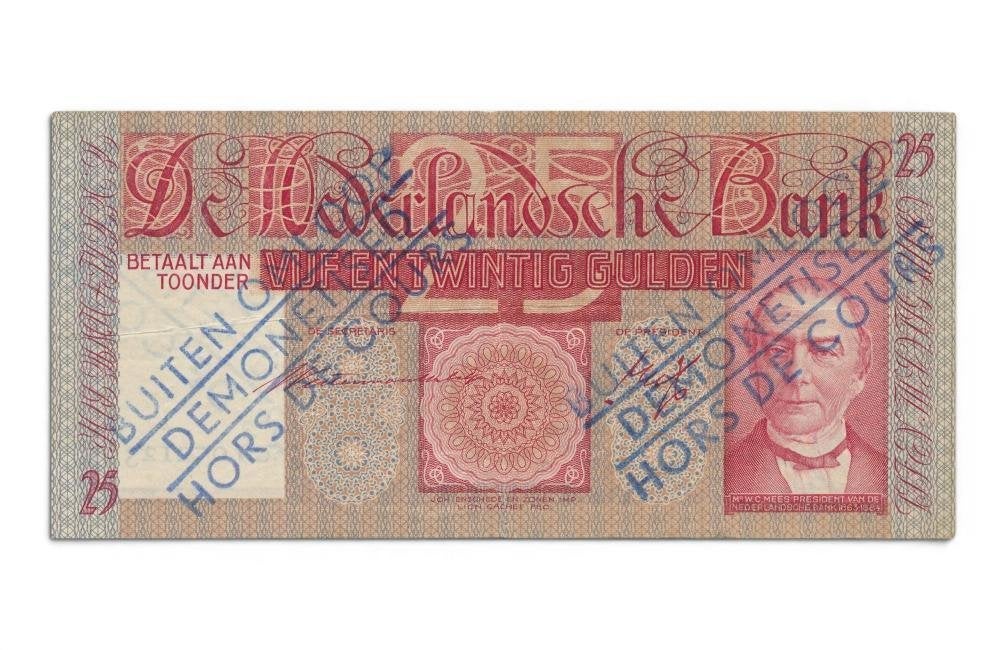 Nederland 25 Gulden 1938 Mees Buiten omloop, Postzegels en Munten, Ophalen of Verzenden, 25 gulden, Los biljet