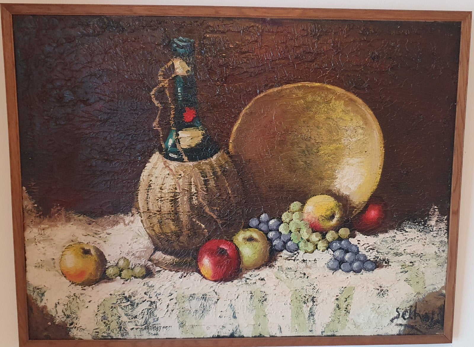 Vintage 3D Stilleven (83x63 cm) in Eiken Lijst, Ophalen of Verzenden