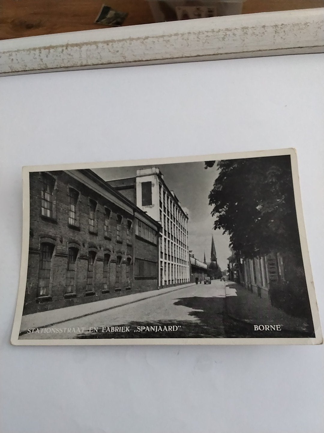 Oude Ansichtkaart Borne: Stationsstraat en Fabriek Spanjaard, Verzamelen, Ophalen of Verzenden