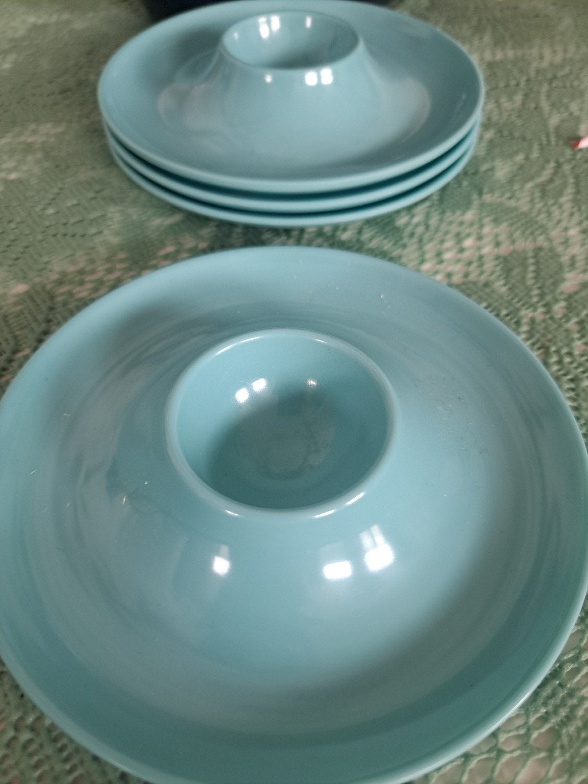 Retro melamine eierdopjes - set van 4, Kunststof, Gebruikt, Overige typen, Vintage