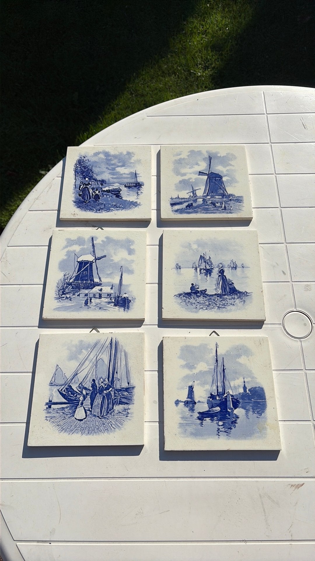 Set van 6 Delfts Blauwe Tegels met Hollandse Scènes, Ophalen of Verzenden