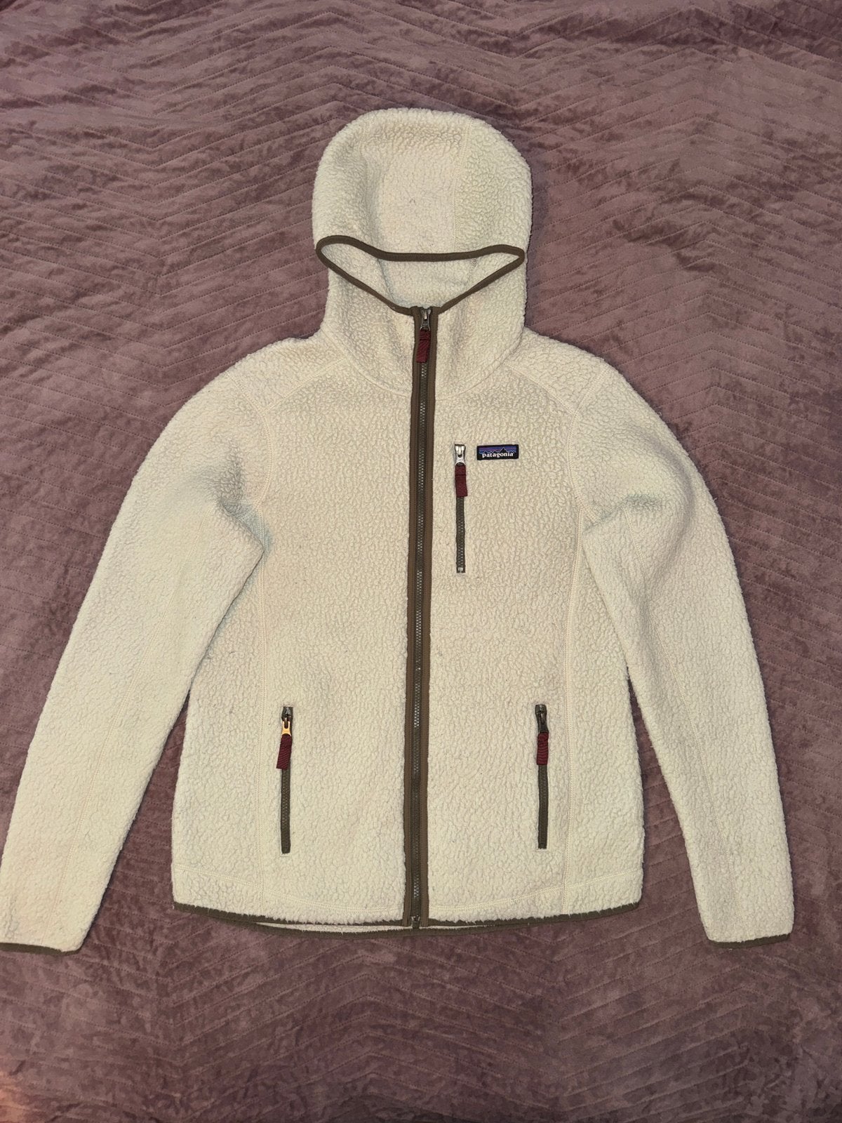 Patagonia Retro Pile Full Zip Fleece Hoody, Ophalen of Verzenden, Zo goed als nieuw, Maat 38/40 (M), Beige