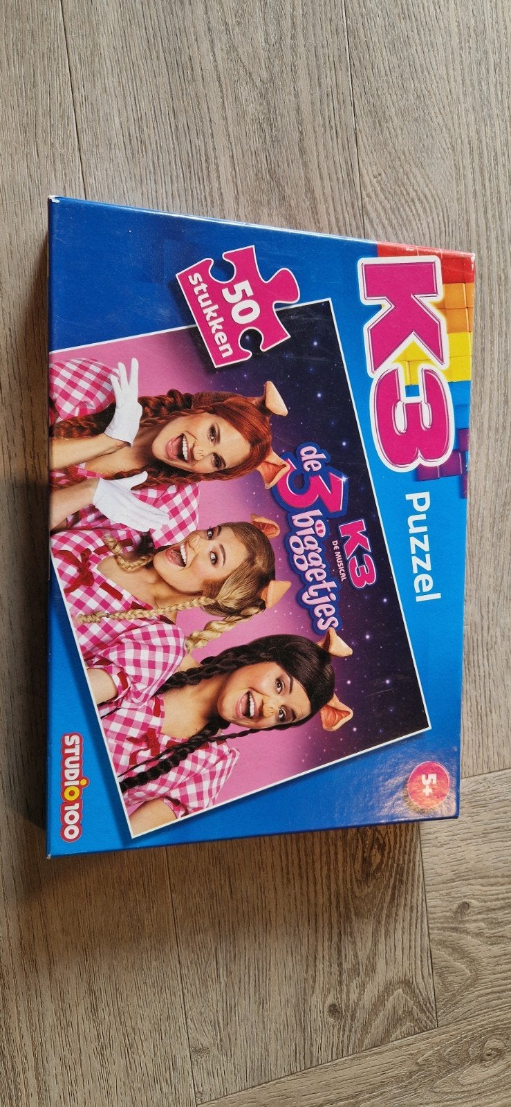 K3 Puzzel - De 3 Biggetjes (50 stukjes), Ophalen of Verzenden, 10 tot 50 stukjes, Gebruikt, 6 jaar of ouder