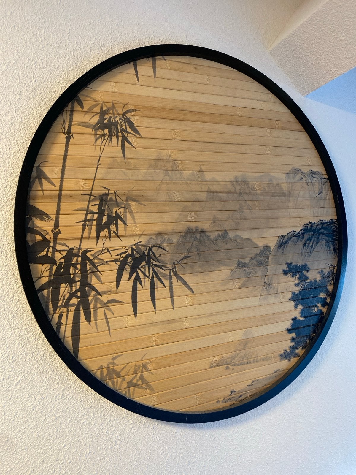 Oosterse wandcirkel van bamboe, Ophalen, Oosters, Meerkleurig, 60 cm