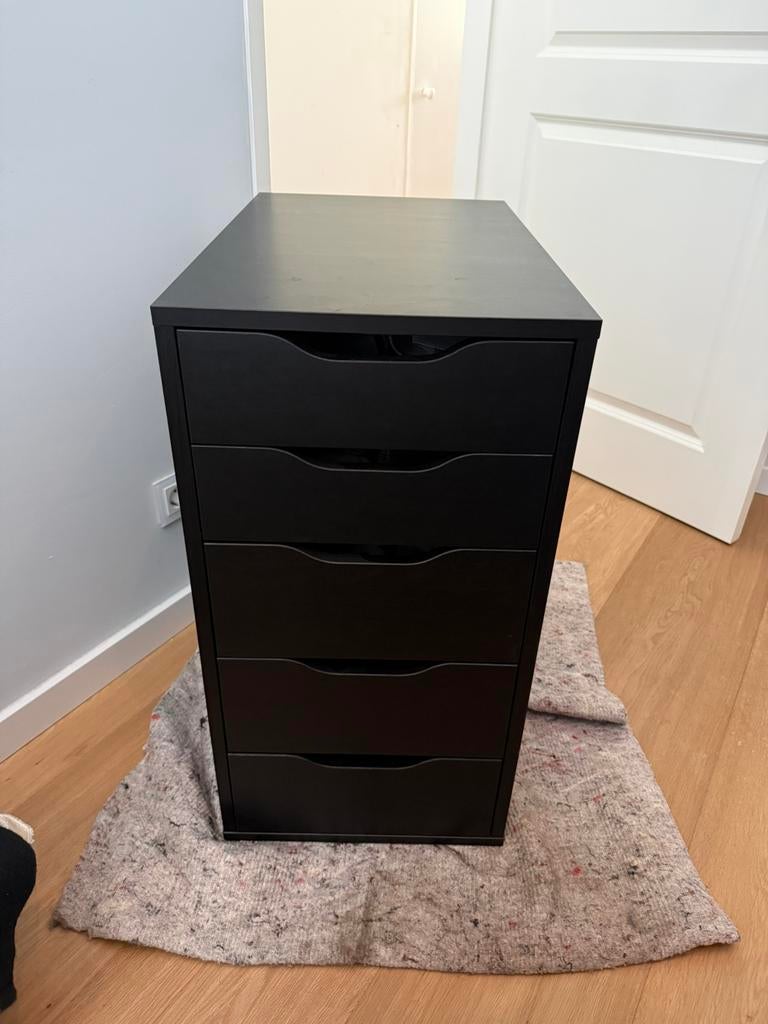 IKEA Alex ladeblok zwart, Ophalen, Minder dan 50 cm, 5 laden of meer, Zo goed als nieuw
