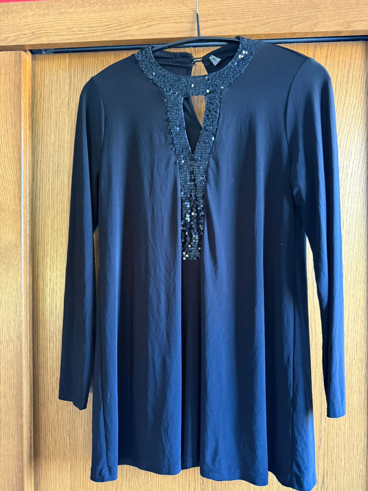 Yoek tuniek mt 42/44 zwart met pailletten, Zwart, Maat 42/44 (L), Ophalen of Verzenden, Zo goed als nieuw