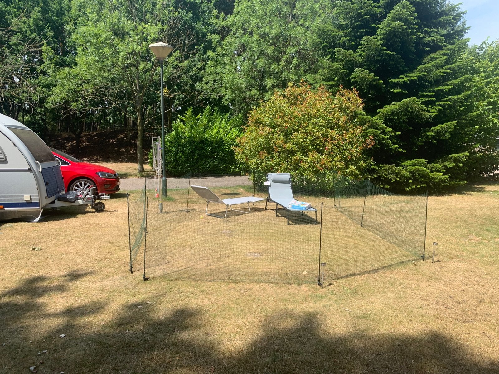 Omheiningsnet honden voor tuin of camping. 12 mtr 90 cm hoog, Ophalen, Zo goed als nieuw