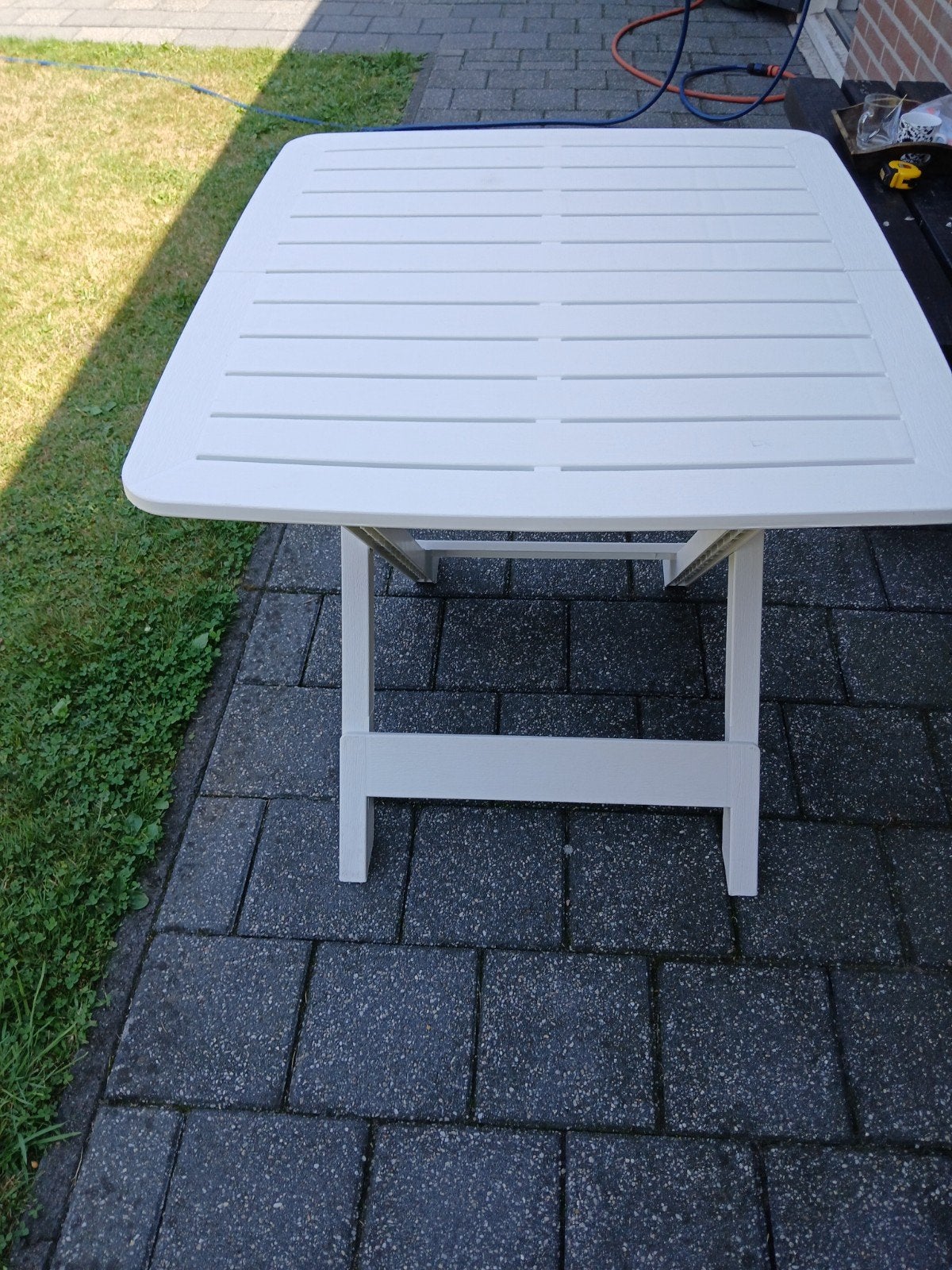 te koop zagan mooie inklapbare kunstof tuintafel, Ophalen, Zo goed als nieuw, Rechthoekig, Kunststof