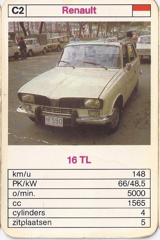 Kw2338 autokaartje C2 internationale taxi Renault 16 tl, Ophalen of Verzenden, Zo goed als nieuw, Auto's