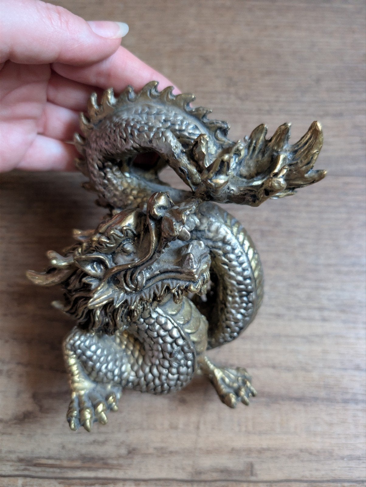 Massief Messing Chinese Draak Beeld +/- 1,2 kg, Ophalen of Verzenden