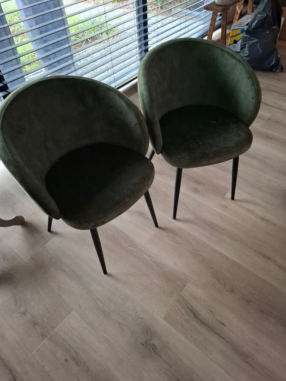 Set van 2 Groene Fluweel Eetkamerstoelen, Ophalen, Twee, Overige kleuren, Modern, Elegant, Fluweel