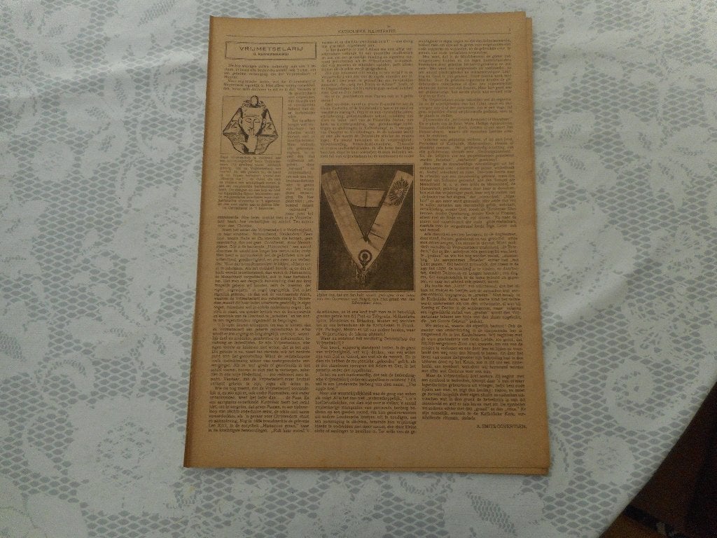 Vrijmetselarij. 1920., Ophalen of Verzenden, 1920 tot 1940, Knipsel(s)