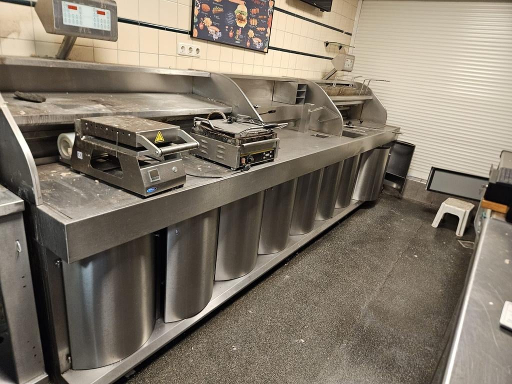 Complete RVS Frituurwand met Grill en Apparatuur, Ophalen of Verzenden, Gebruikt
