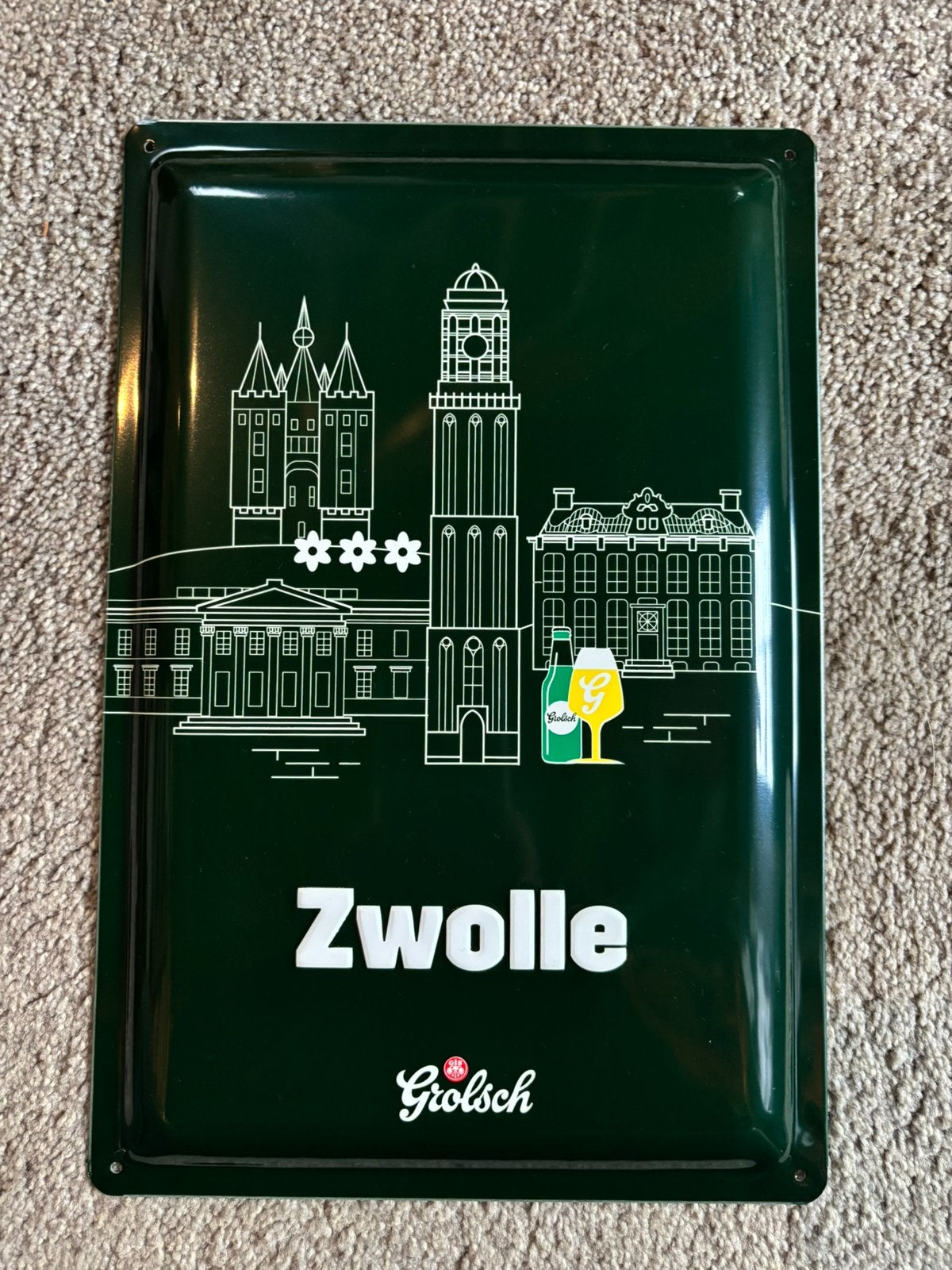 Grolsch reclamebord Zwolle (nieuw!), Ophalen of Verzenden, Nieuw, Reclamebord, Plaat of Schild, Grolsch