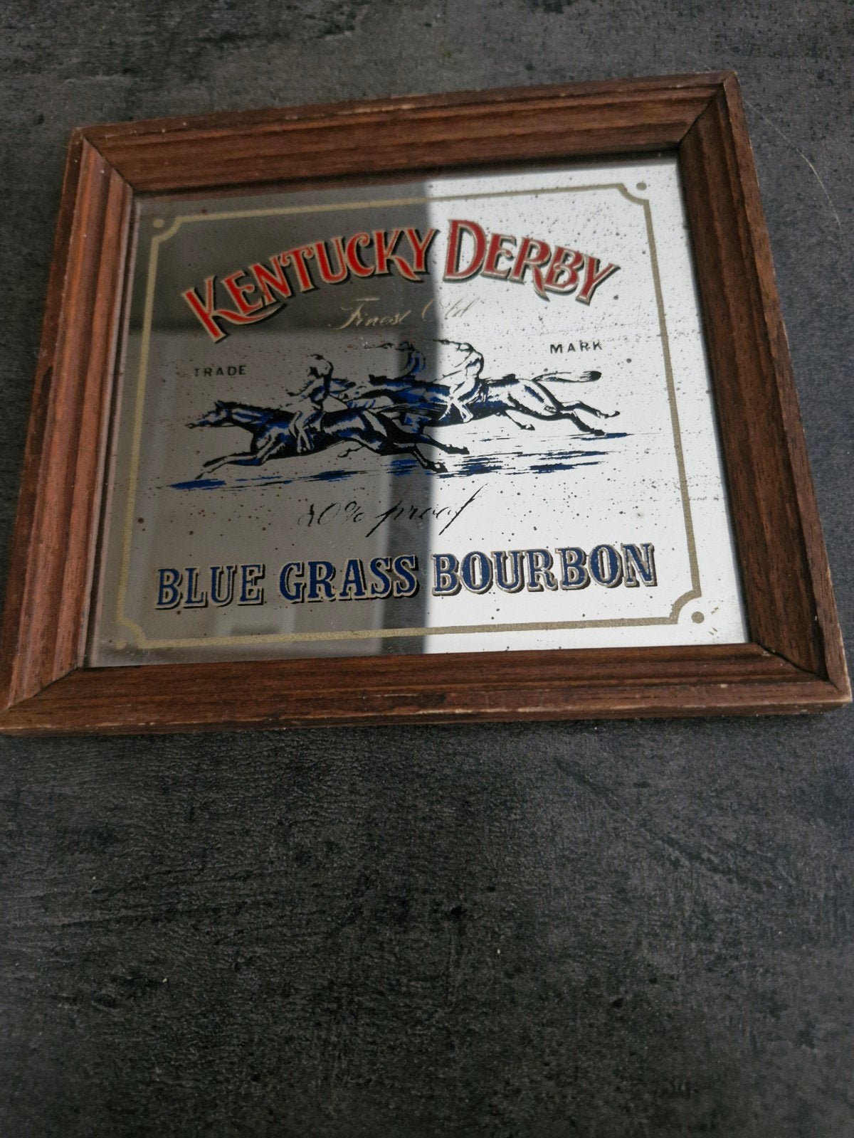 Vintage Kentucky Derby spiegel - Blue Grass Bourbon, Ophalen of Verzenden, Vierkant, Minder dan 50 cm, Minder dan 100 cm
