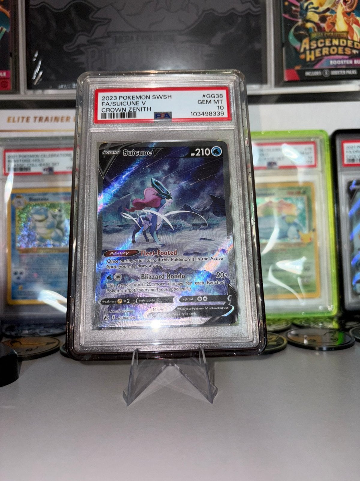 Suicune V - crown zenith galarian galary - GG38 - PSA 10, Ophalen of Verzenden, Zo goed als nieuw