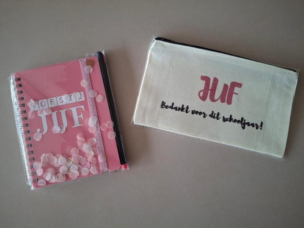 Juffen cadeau etui en notitieboekje - gepersonaliseerd, Ophalen of Verzenden, Nieuw, Overige typen, Overige