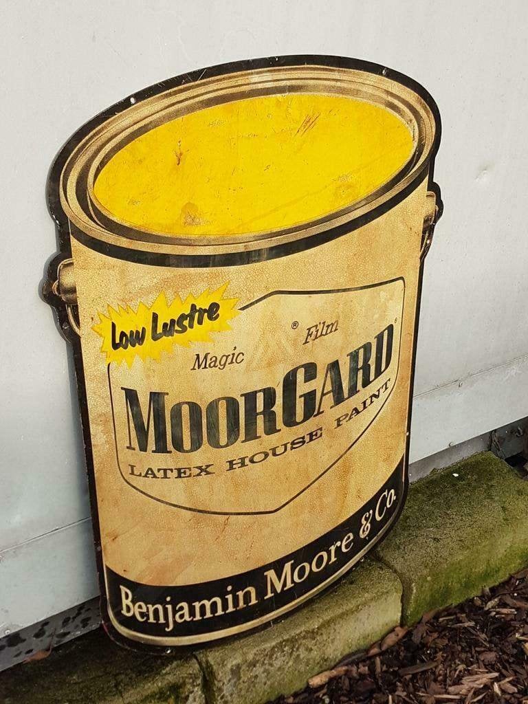 USA bord MoorGard, Benjamin Moore & Co, latex blik verf., Reclamebord, Gebruikt, ., Ophalen of Verzenden