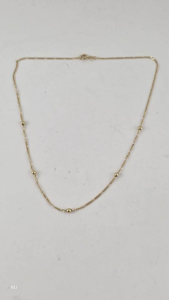 Gouden figaro collier met bolletjes                      G98, Gebruikt, ., Ophalen of Verzenden, .