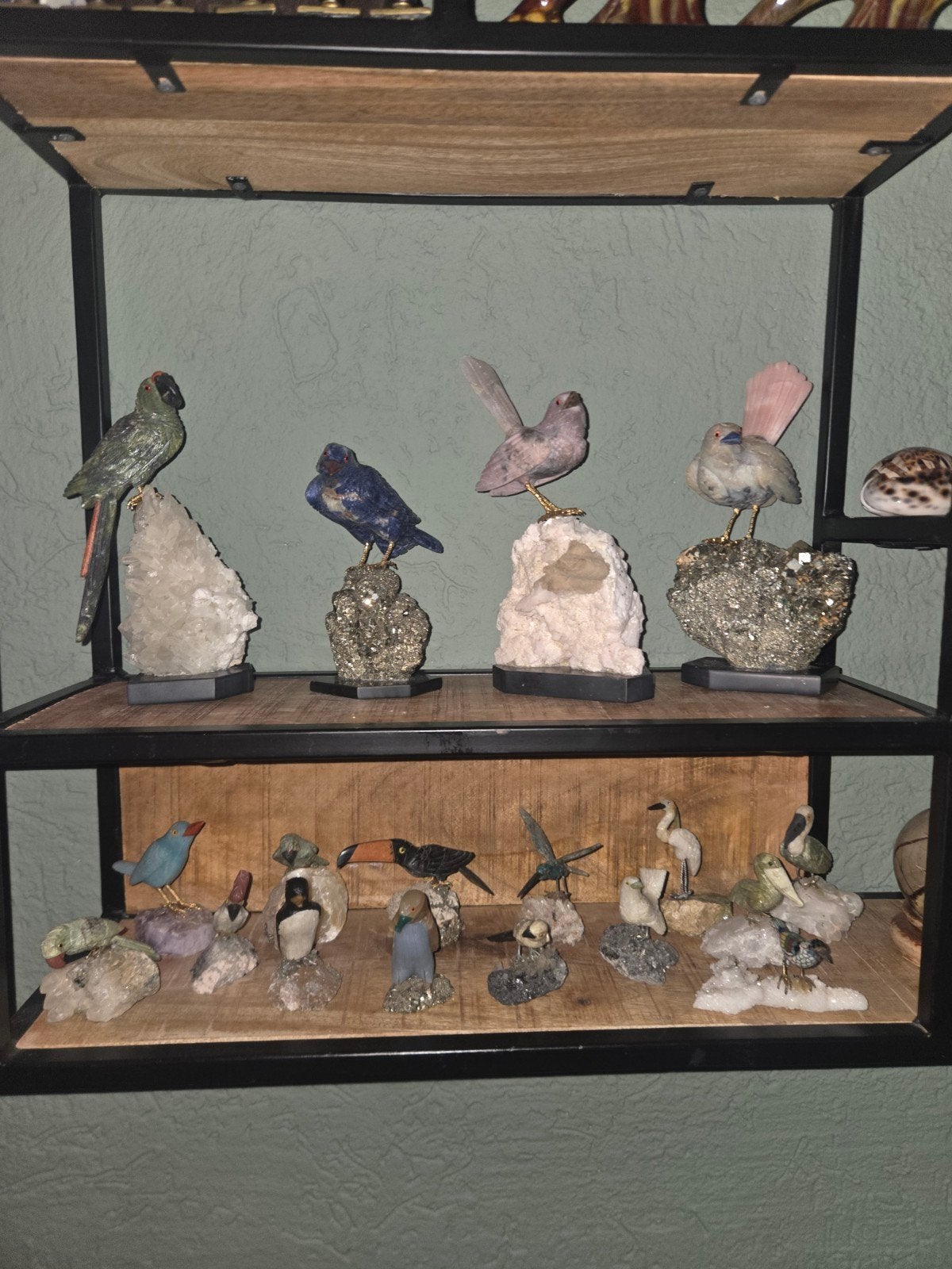 Unieke handgemaakte vogelbeeldjes op kristallen, Verzamelen, Ophalen of Verzenden, Zo goed als nieuw, Vogel, Beeldje of Figuurtje